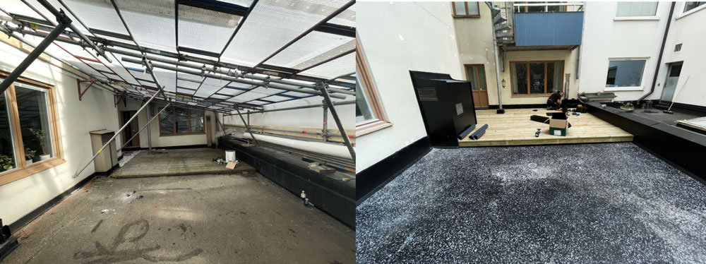 Gårdsrenovering före och efter